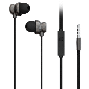 Bubble Pride Wired Earphones with Dynamic Bass, Passive Noise Cancellation, 3.5mm Jack, Sweat Proof, Elastic Cable Design – BLACK