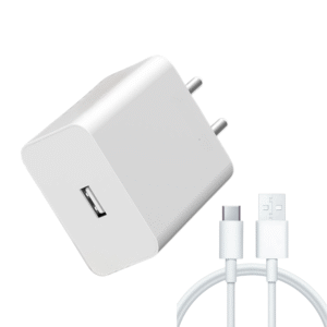 Bubble 35W Fast Charger with USB-A to Type-C Cable – High-Speed Charging Adapter with Smart IC Protection, Compact Mobile Charger – White